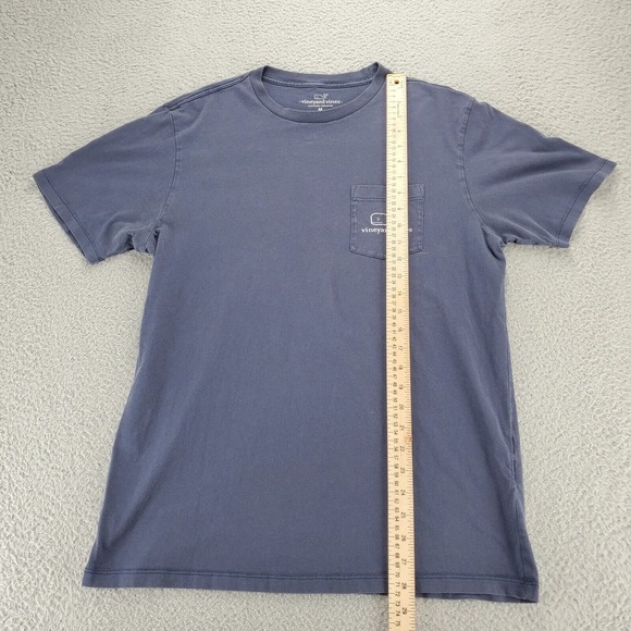 Vineyard Vines Shirt Mens Medium Blue Short Sleeve Big Whale Spell Out Logo - Picture 11 of 12